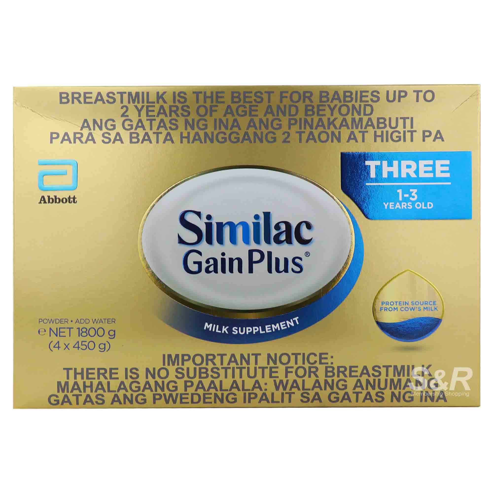 Similac Gain Plus Ages 1-3 Years Old Milk Supplement 1.8kg